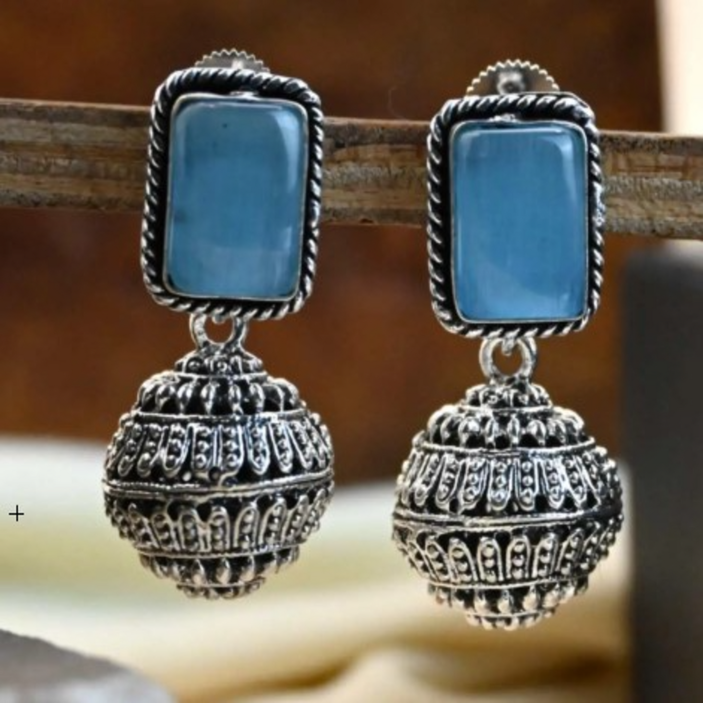 ER000053 - German Silver Monalisa Jhumka Earrings