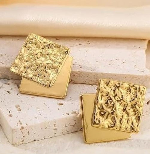 ER000008 - Gold Plated Earring - Double Square