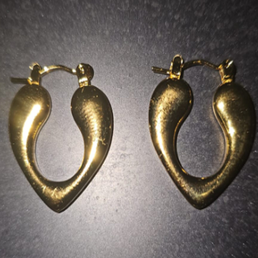 ER000010 - Gold Plated Earring - Hour Glass in Heart