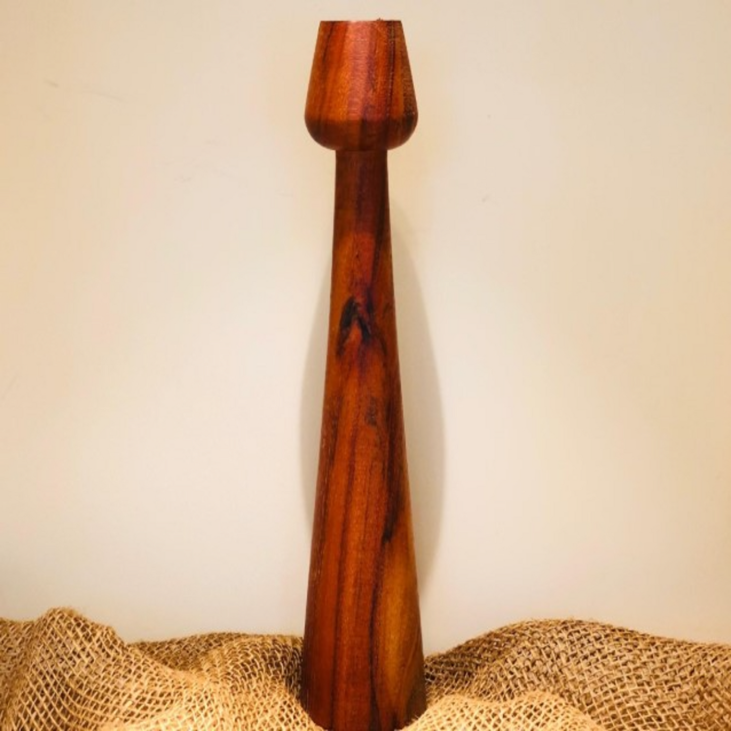 HD000043 - Wooden Tulip Candle Stand 11 Inch