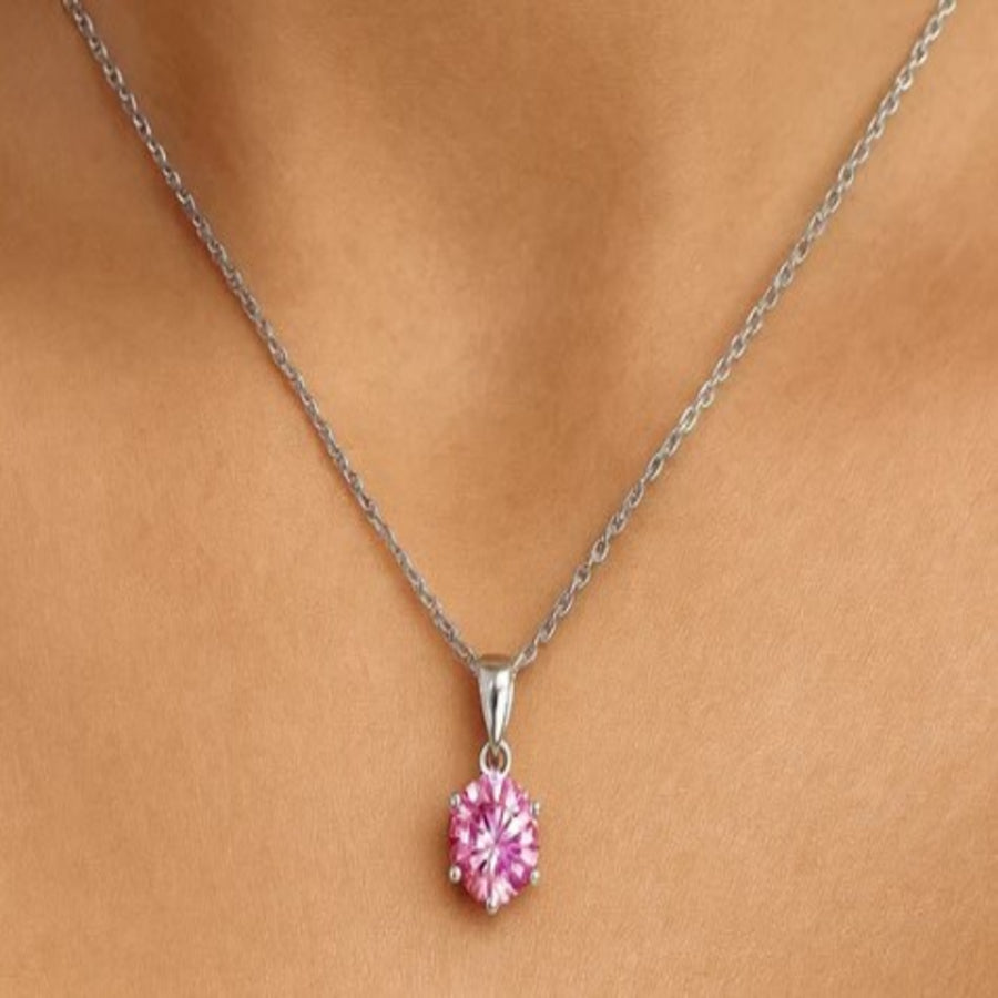 NL000001 - Pink Solitaire Pendant Necklace