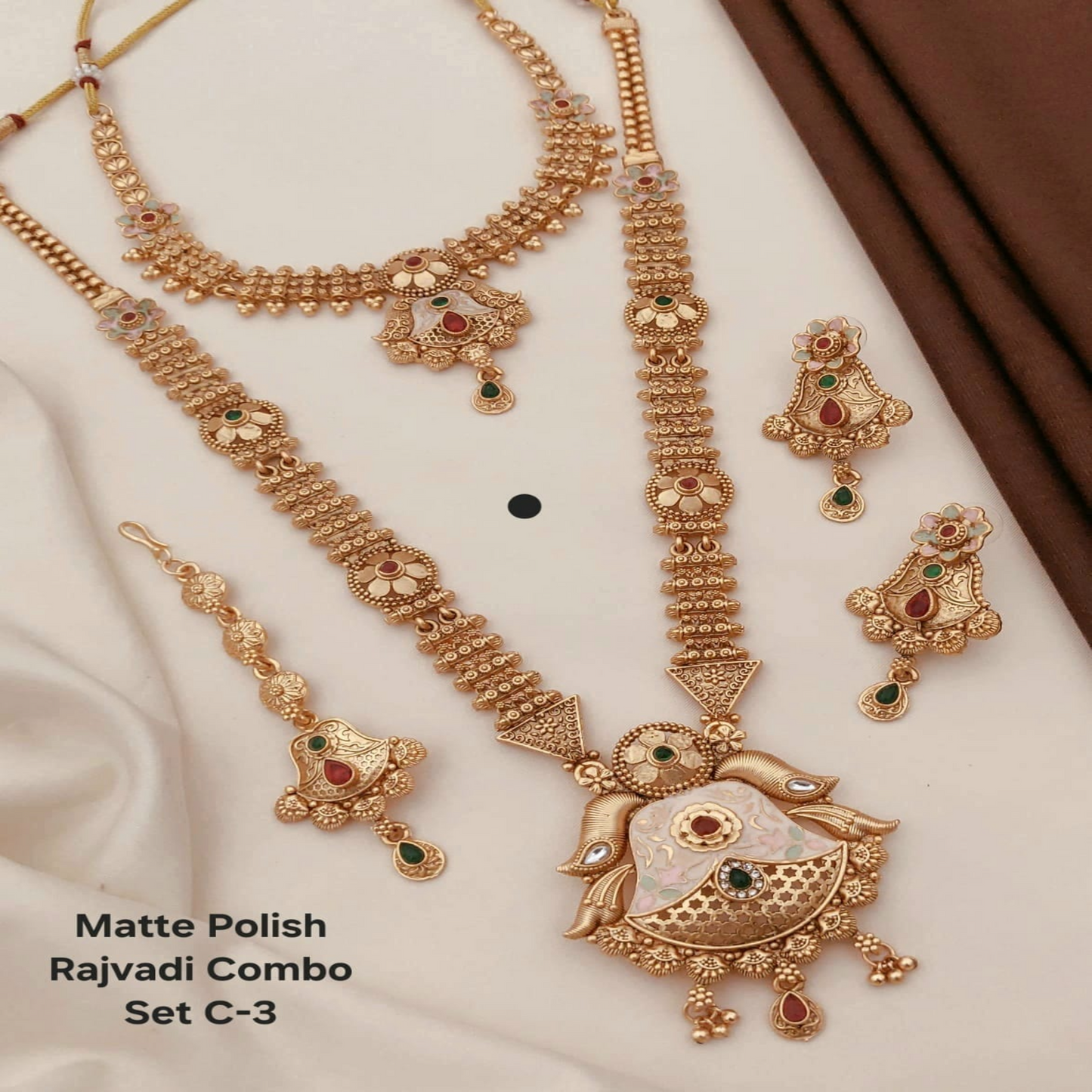 NL000043 - Matte Polish Rajvadi Necklace Set - C3