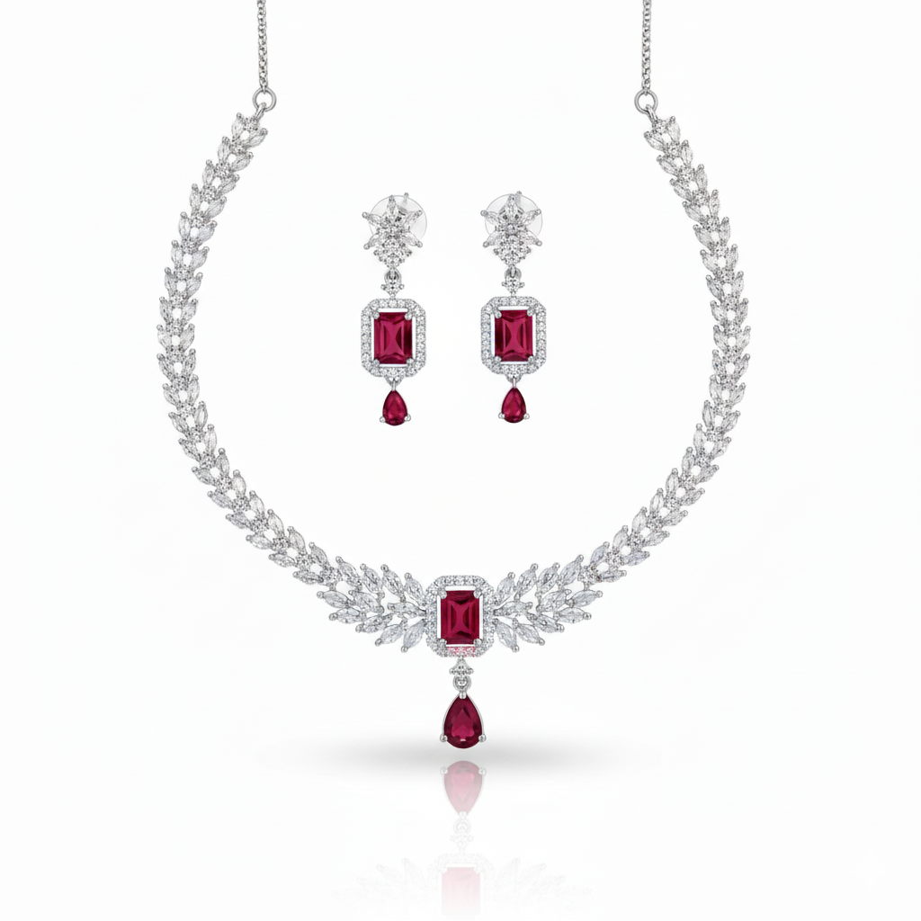 NL000060 - Verdant Empress Solitaire Necklace Set Green
