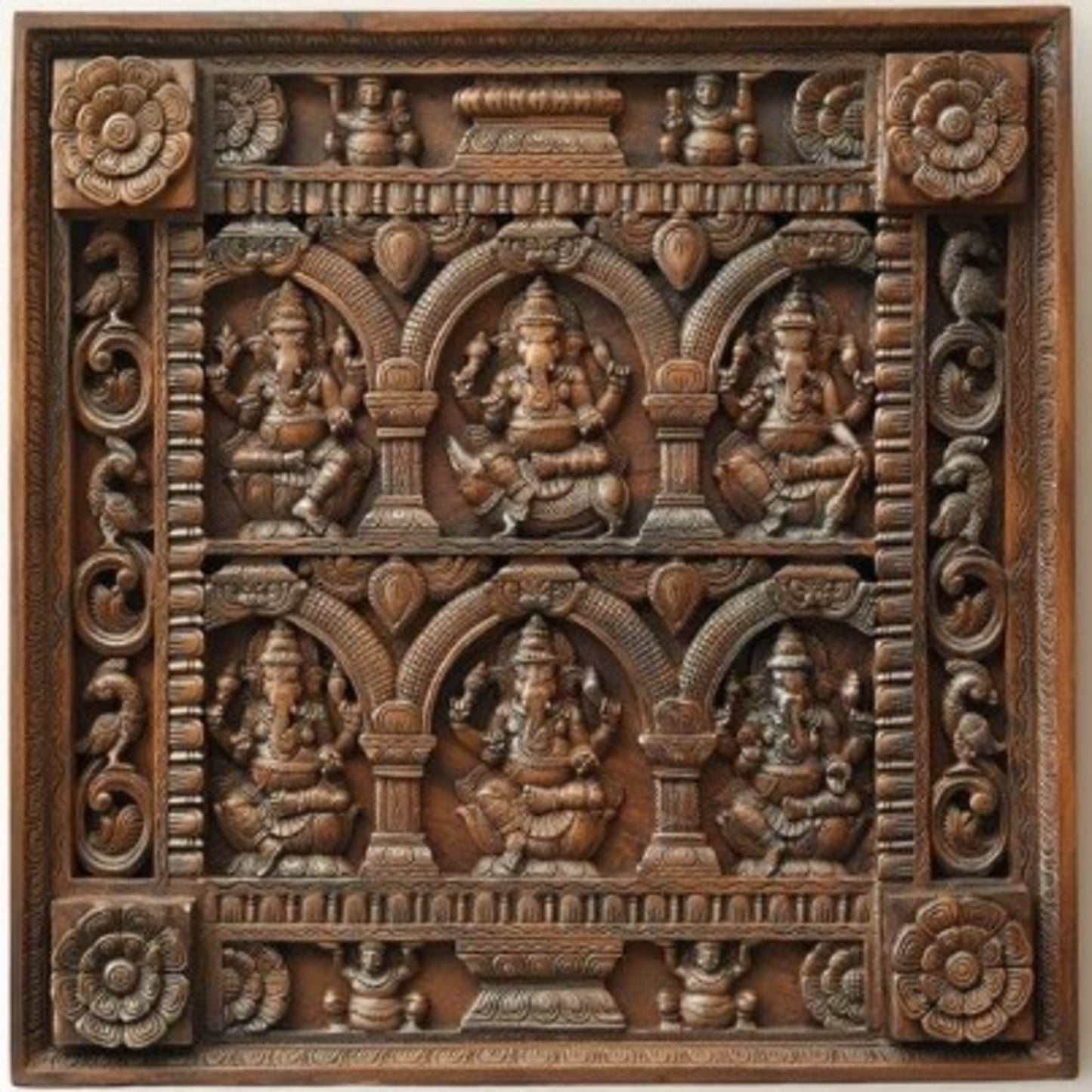 WOOD000007 - Ganesha Frame - Hand Carved
