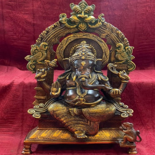 BRASS000002 - Ganesha Idol Golden Black (Brass)