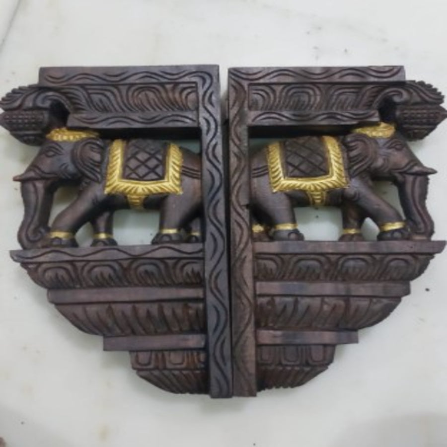 WOOD000005 - Symmetrical Elephants (Polished) - Hand Carved