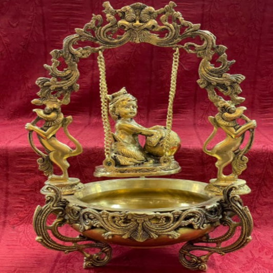 BRASS000008 - Swinging Krishna Lamp (Brass)