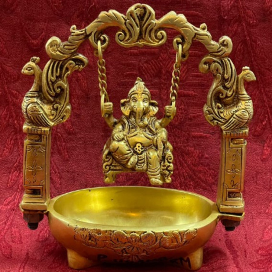 BRASS000009 - Swinging Ganesha Lamp (Small) - Brass
