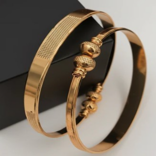 BG000005 - Minimalist Gold Plated Textured Kangan Set