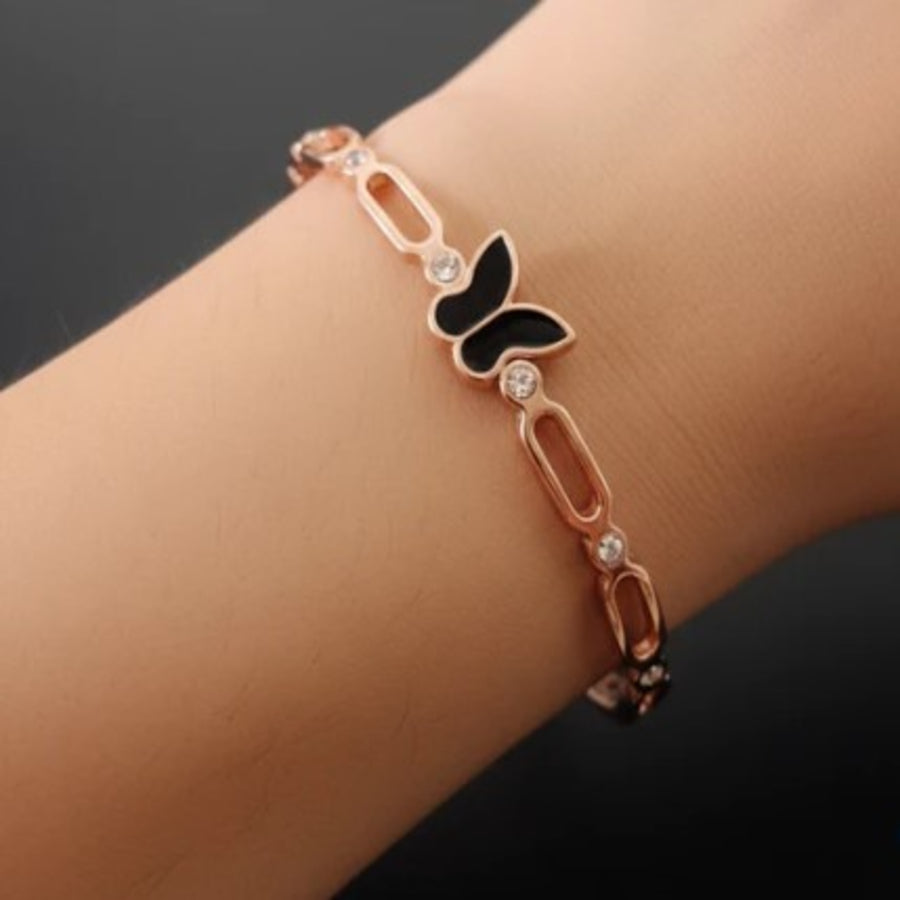 BR000002 - Bracelet Rose Gold-Black Butterfly