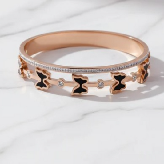 BR000007 - Rose Gold Black Butterfly AD Kada Bracelet