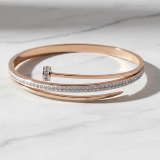 BR000010 - Iconic Rose Gold Pave Nail AD Kada Bracelet