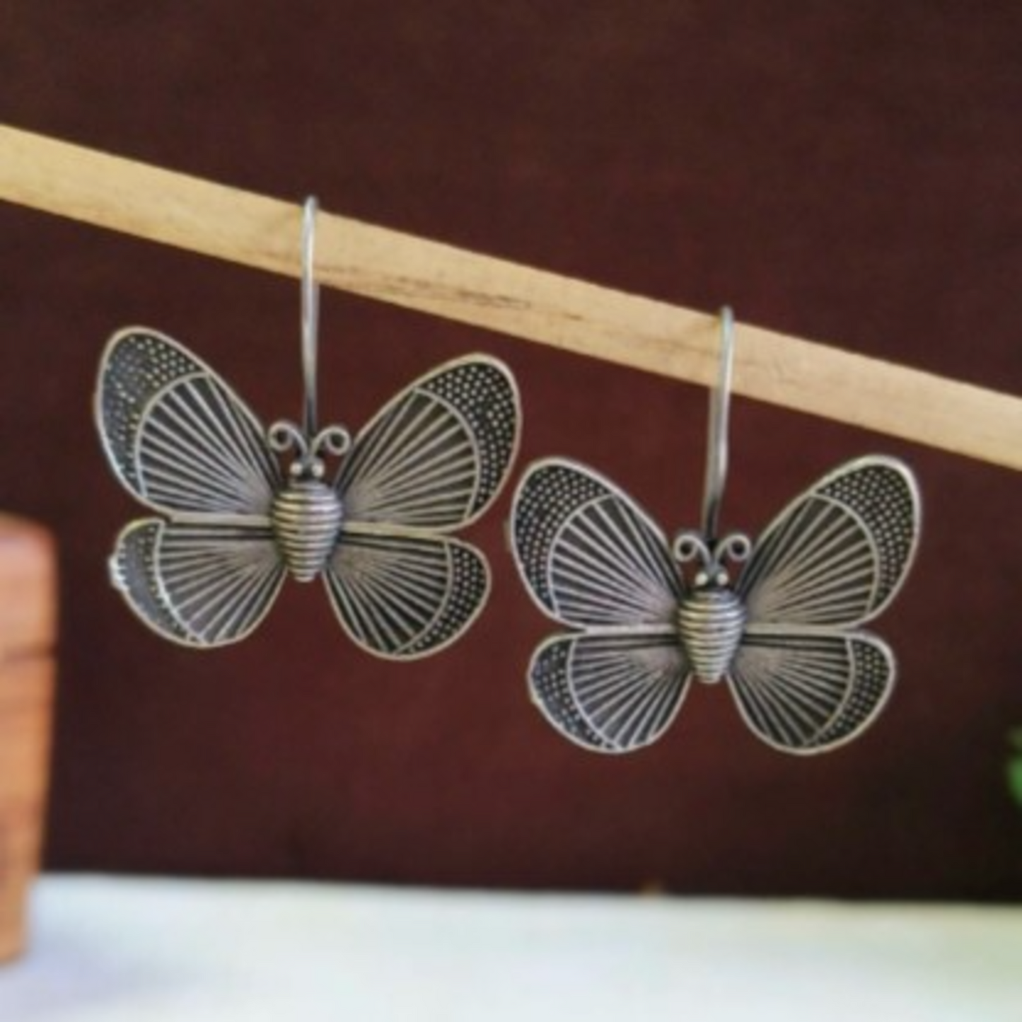ER000048 - Oxidized Butterfly Brass Hook Earrings