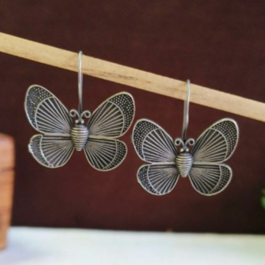 ER000048 - Oxidized Butterfly Brass Hook Earrings