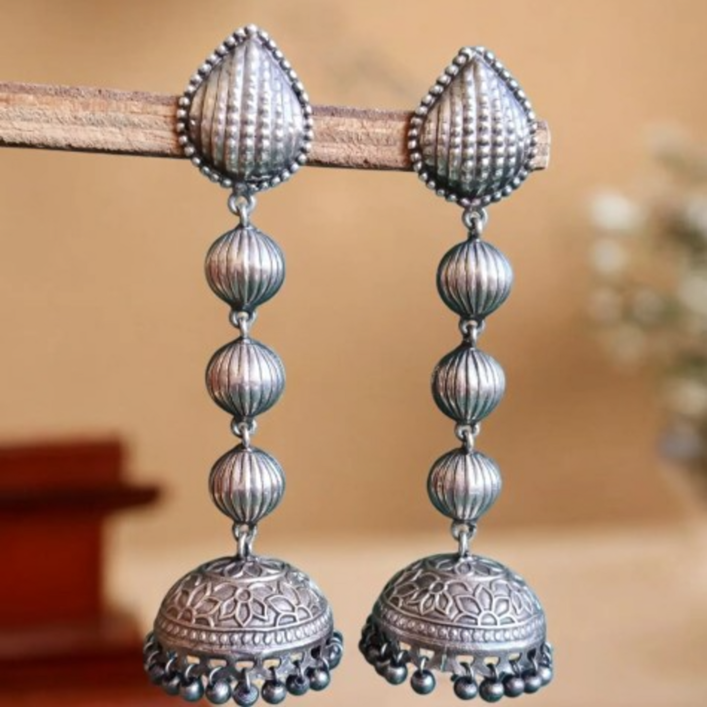 ER000052 - Silver-Plated Jhumka Earrings