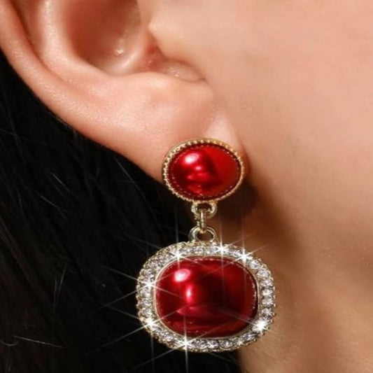 ER000018 - Korean Earring - Red Crystal