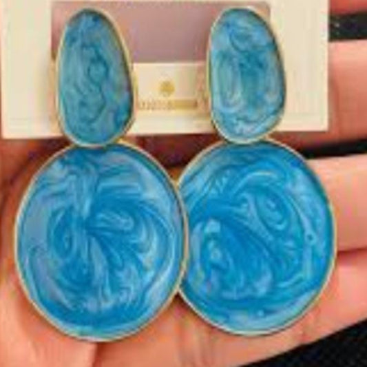 ER000021 - Korean Earring - Coin Drop Blue