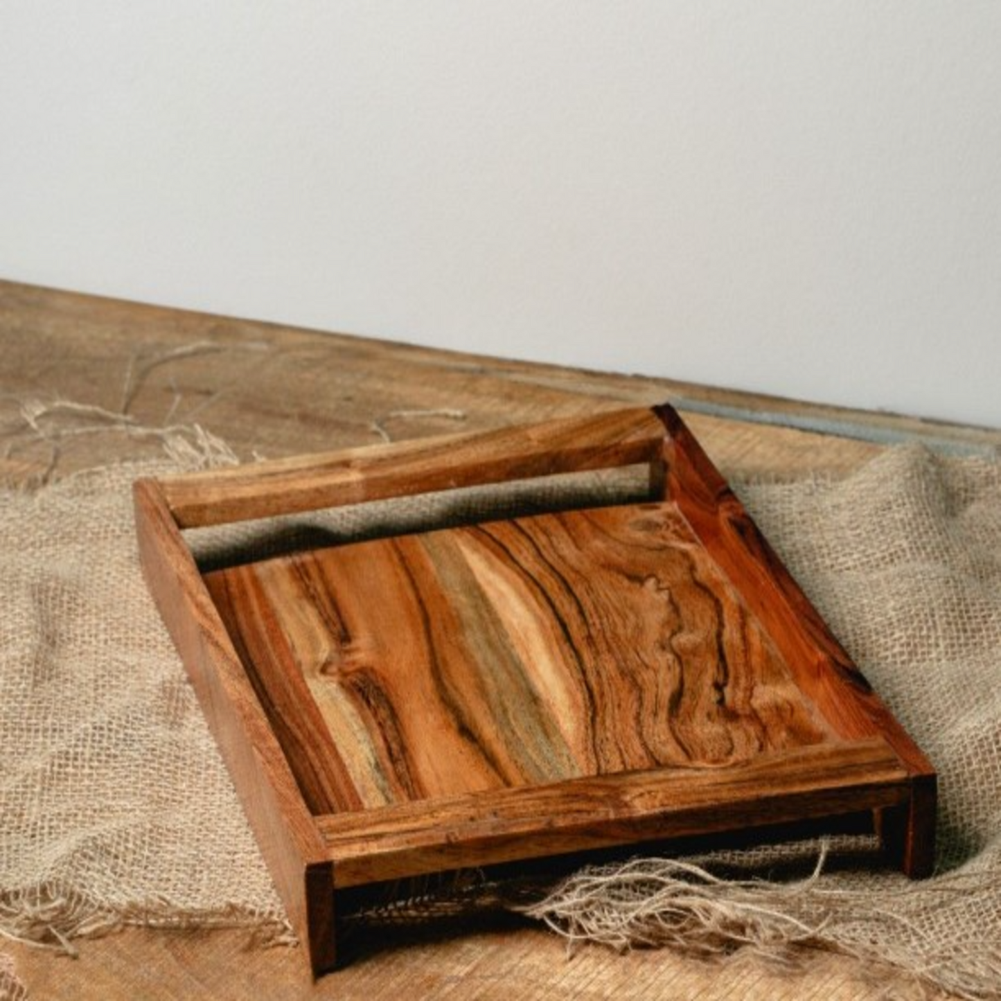 HD000039 - Wooden Acacia Handle Tray 16X10 Inch