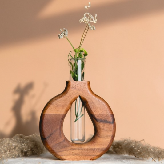 HD000047 - Wooden Round Planter 5.5x5 Inch