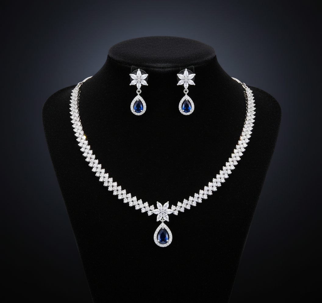 NL000059 - Midnight Petal Drop Necklace Set
