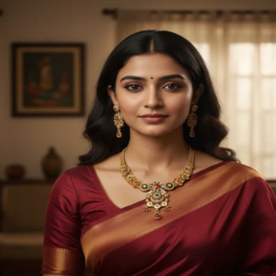 NL000005 - Floral Matte Gold Necklace Set