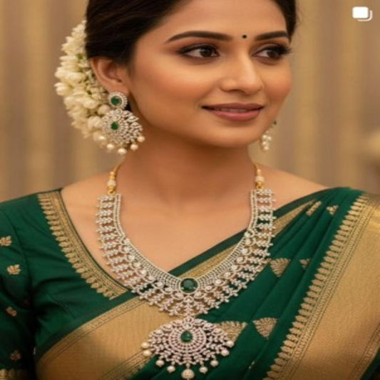 NL000007 - Premium American Diamond Necklace - Green