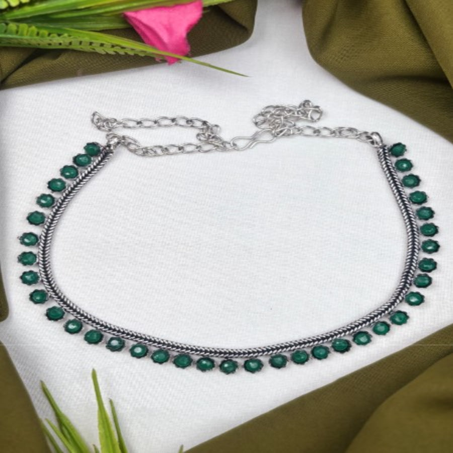 NL000015 - German Silver Necklace - Green