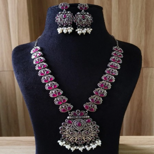 NL000025 - Traditional Silver Replica Pearl Drop Necklace