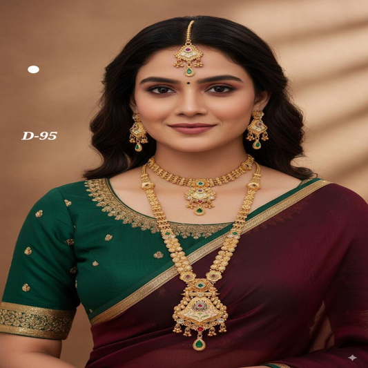 NL000038 - High Gold Rajvadi Necklace Set - D95