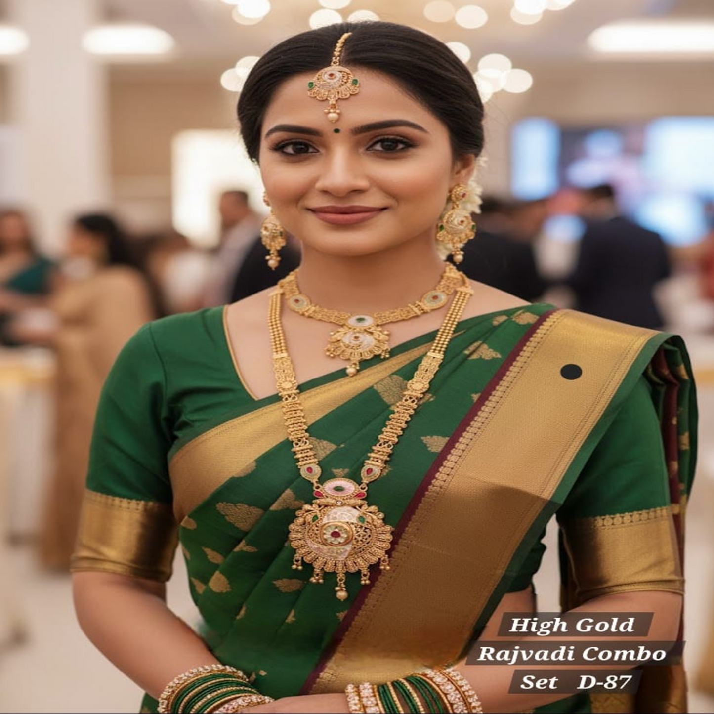 NL000039 - High Gold Rajvadi Necklace Set - D87