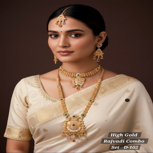 NL000040 - High Gold Rajvadi Necklace Set - D102