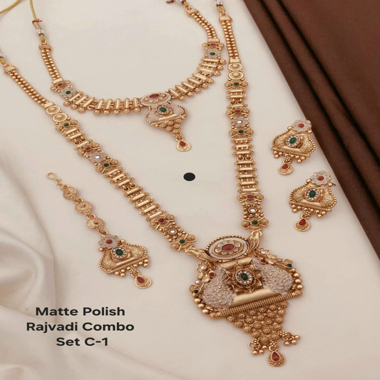 NL000041 - Matte Polish Rajvadi Necklace Set - C1