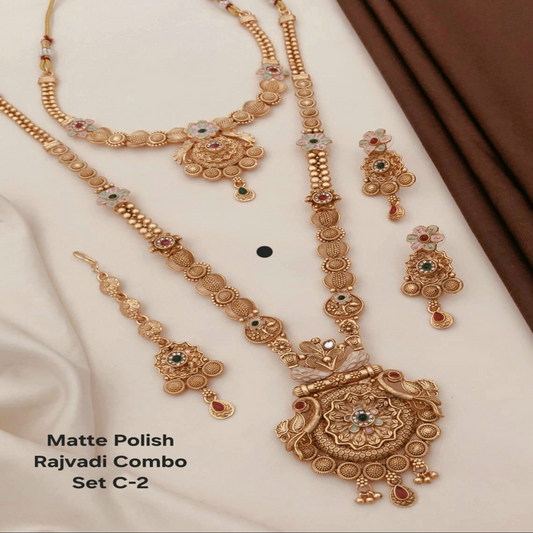 NL000042 - Matte Polish Rajvadi Necklace Set - C2