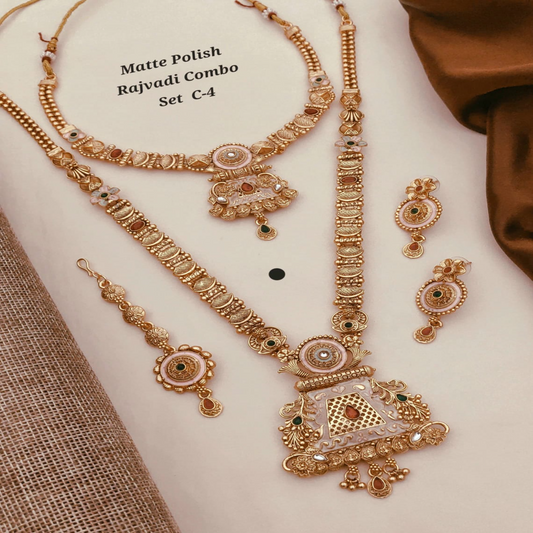 NL000044 - Matte Polish Rajvadi Necklace Set - C4