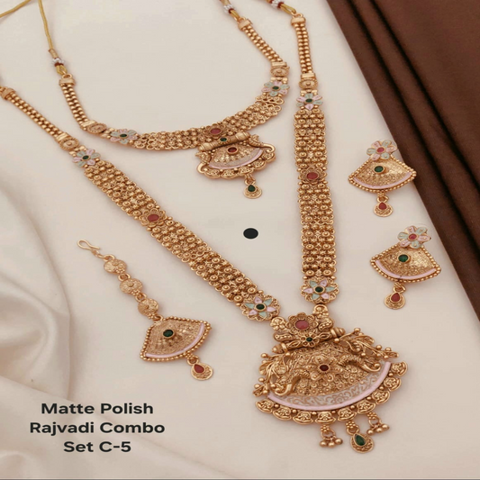 NL000045 - Matte Polish Rajvadi Necklace Set - C5