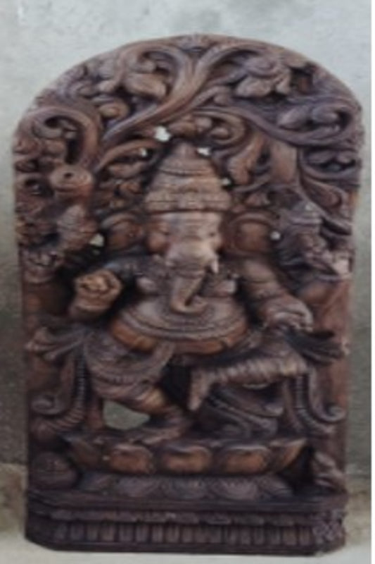 WOOD000001 - Large Ganesh Hand Carved Idol