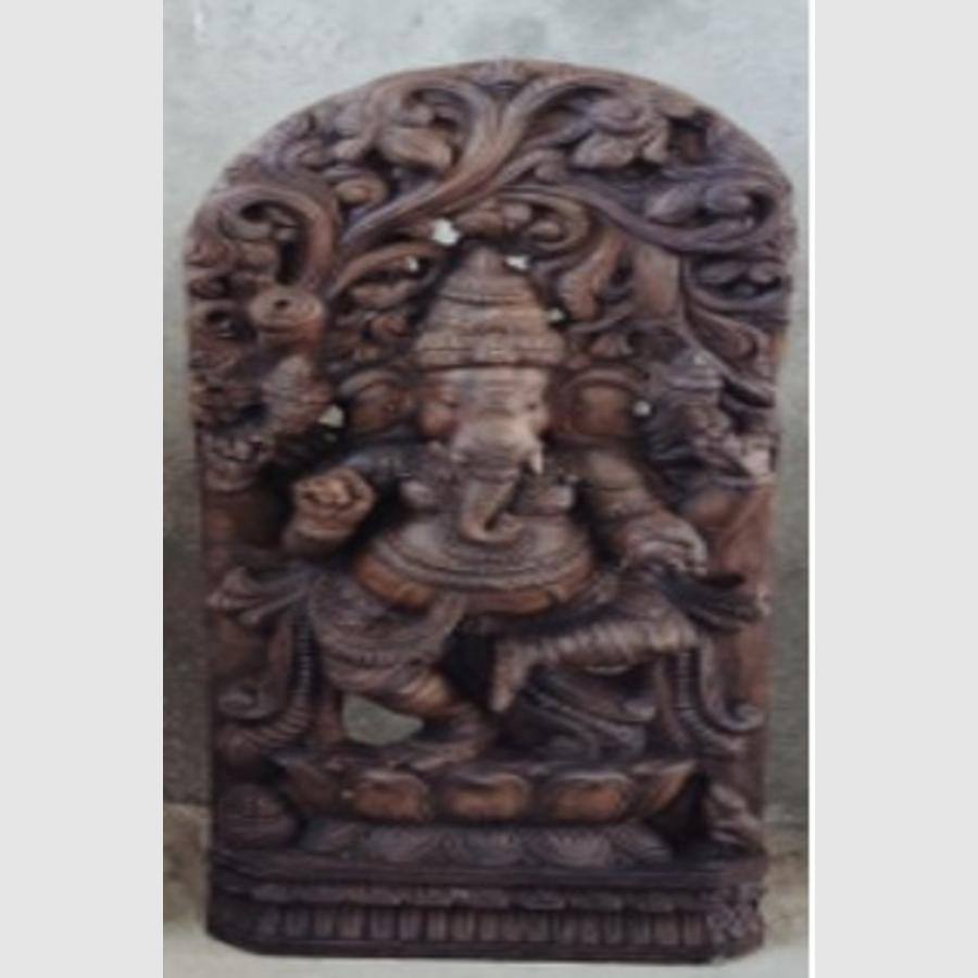 WOOD000001 - Large Ganesh Hand Carved Idol