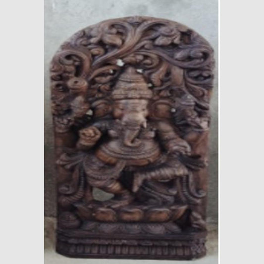 WOOD000001 - Large Ganesh Hand Carved Idol