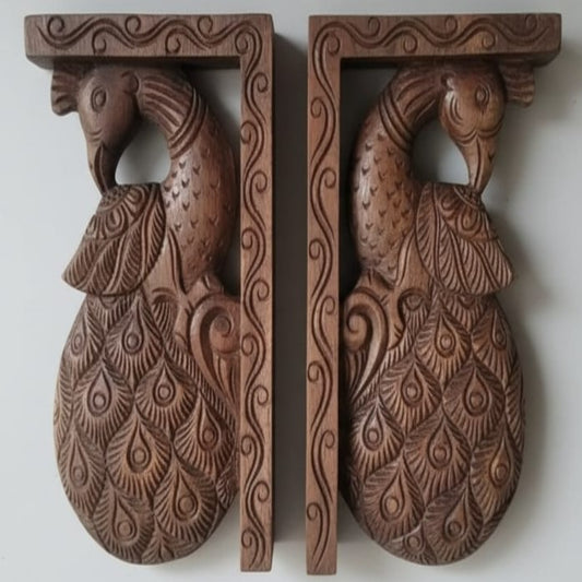 WOOD000003 - Symmetrical Peacocks - Hand Carved